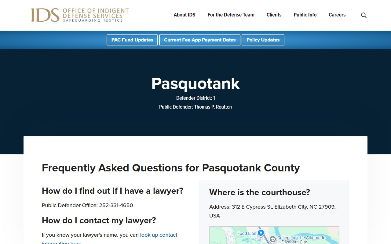 Pasquotank County arrest records and court charges Public Defender page