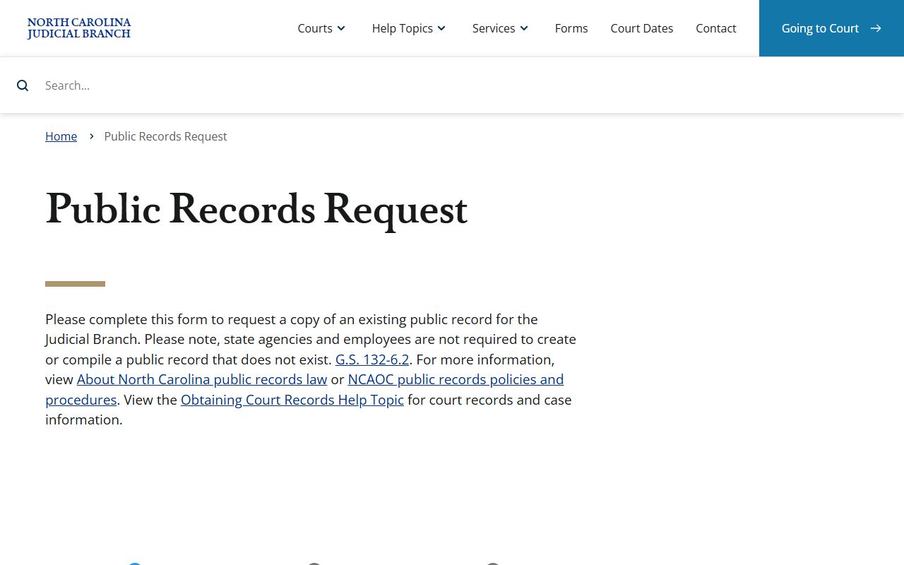 Pasquotank County court records public records request guidance
