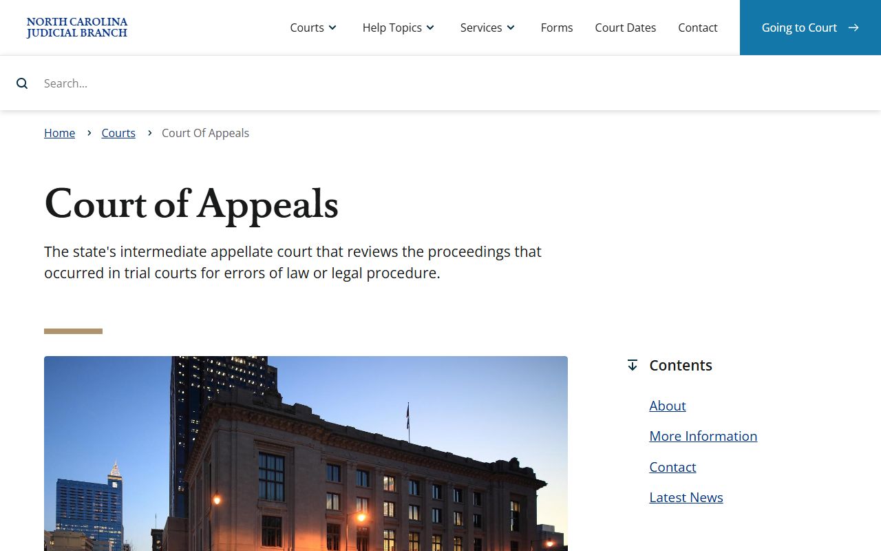 Pasquotank County criminal court records Court of Appeals overview