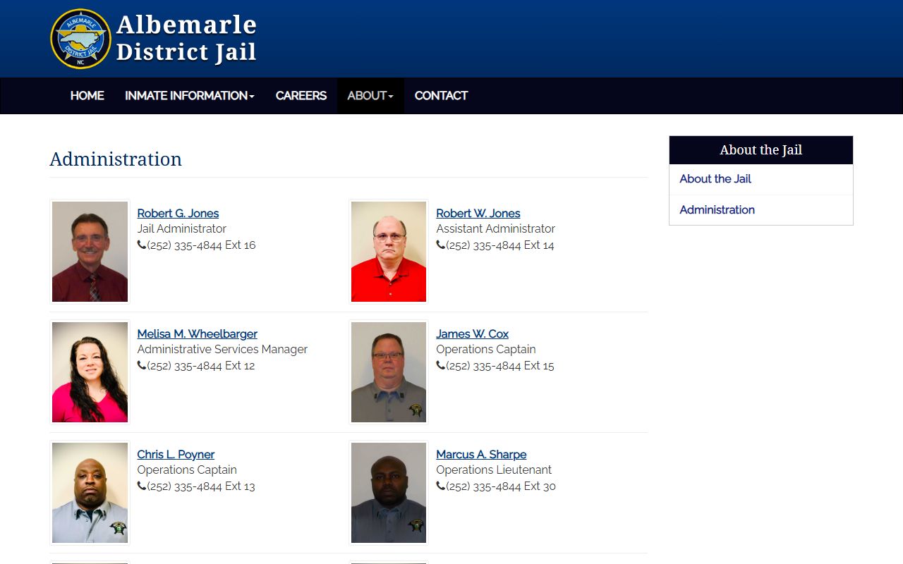 Pasquotank County inmate records jail administration roster