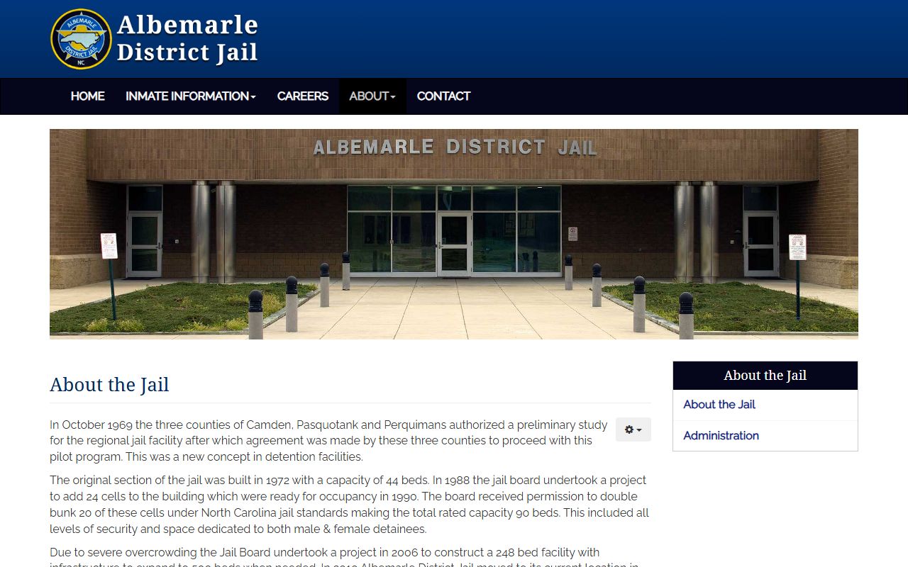 Pasquotank County inmate records jail history and capacity