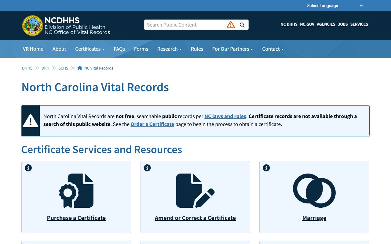 Pasquotank County marriage and divorce records NC Vital Records homepage