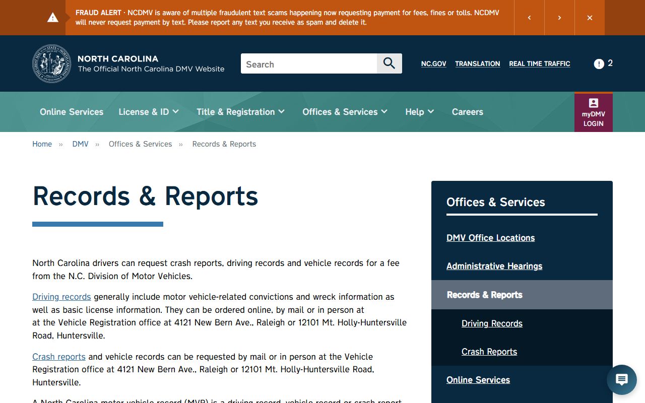 Pasquotank County traffic court records NCDMV records and reports