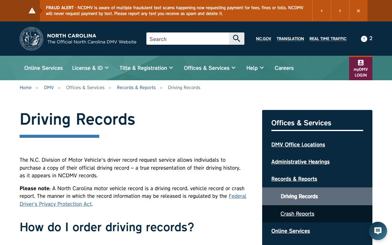Pasquotank County traffic court records NCDMV driving records